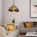 Tiffany-inspired pendant lamp with floral mosaic in glass