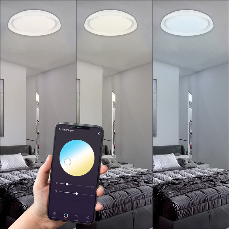 SMART RGBW and CCT circular surface mounted LED ceiling lamp with WIFI connection - 30W - IP20