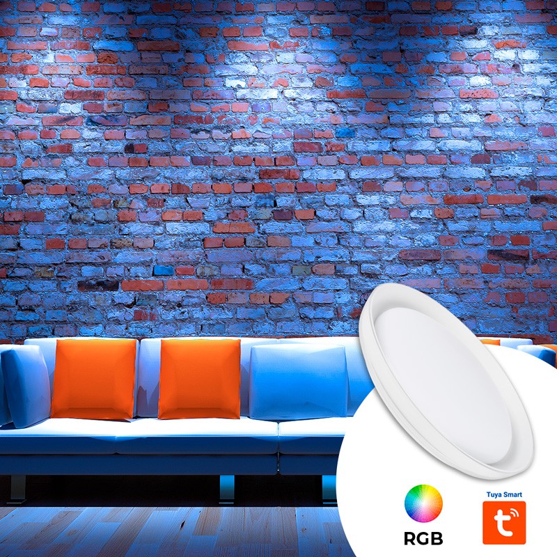 SMART RGBW and CCT circular surface mounted LED ceiling lamp with WIFI connection - 30W - IP20