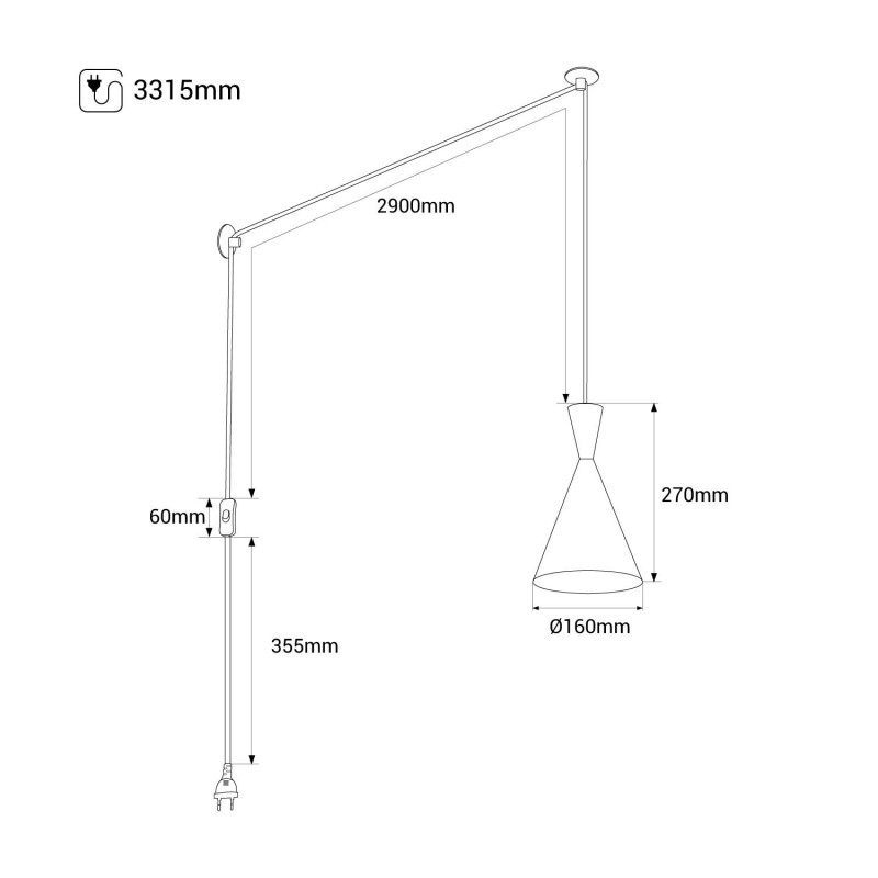 Plug-in nordic pendant light - "Lima"