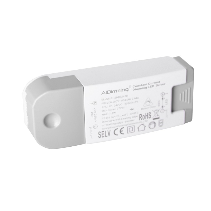 Dimmable TRIAC constant current driver 12-24V 7.2W 300mA