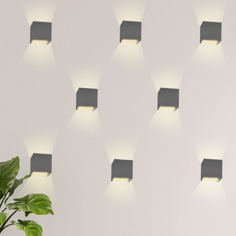Pack of 8 wall sconces "KURTIN" 6W up and down dimmable light