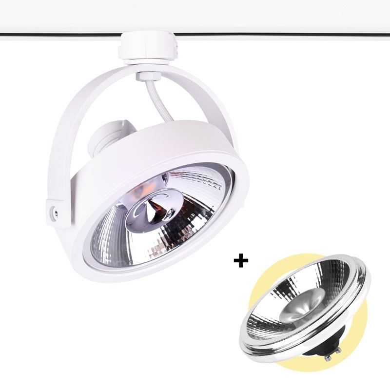 Pack 3-Phase LED Track Spotlight + LED AR111 GU10 Bulb