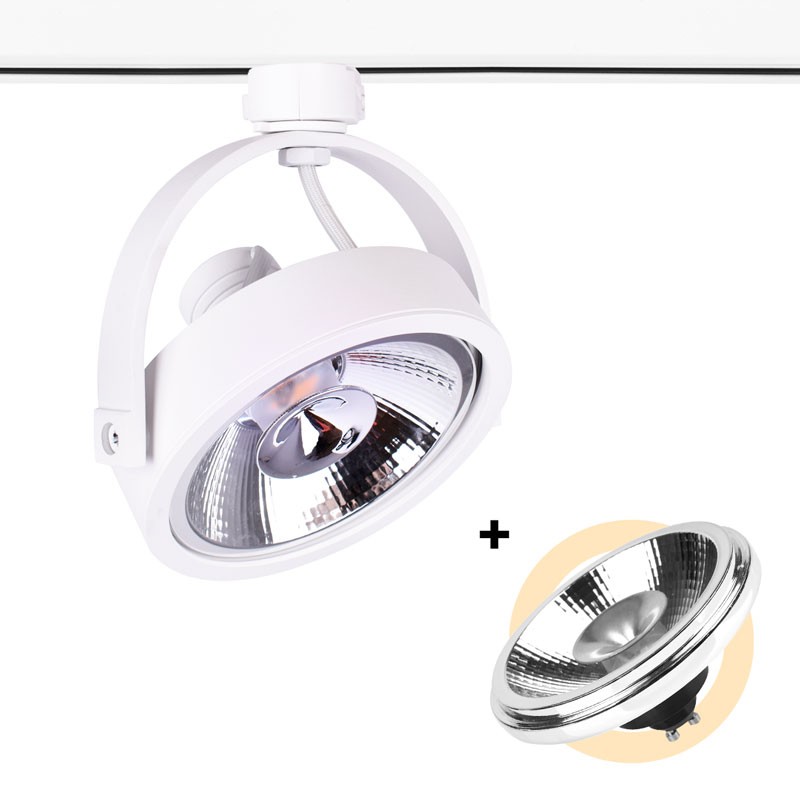 Pack 3-Phase LED Track Spotlight + LED AR111 GU10 Bulb