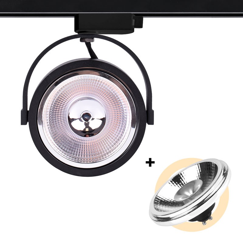 Pack LED Track Spotlight Single Phase + LED Bulb AR111 GU10