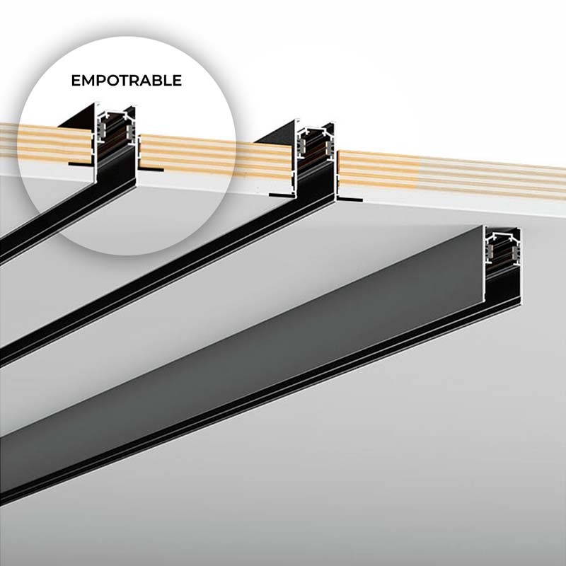 Magnetic rail 20mm recessed 48V - 1 meter