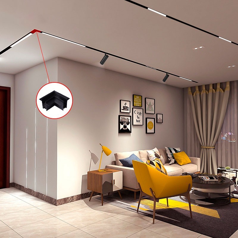 L-joint for recessed magnetic rails 20 mm - Horizontal