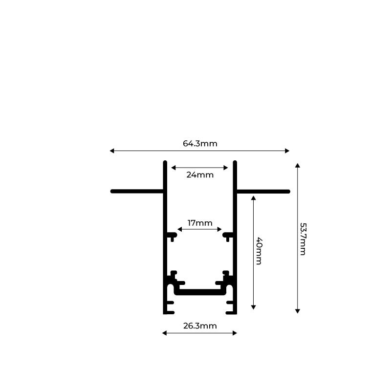 L-joint for recessed magnetic rails 20 mm - Horizontal