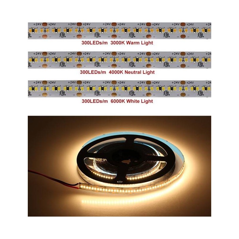 LED Strip 24V-DC 26W/m CRI90 single color IP20 5 meter roll