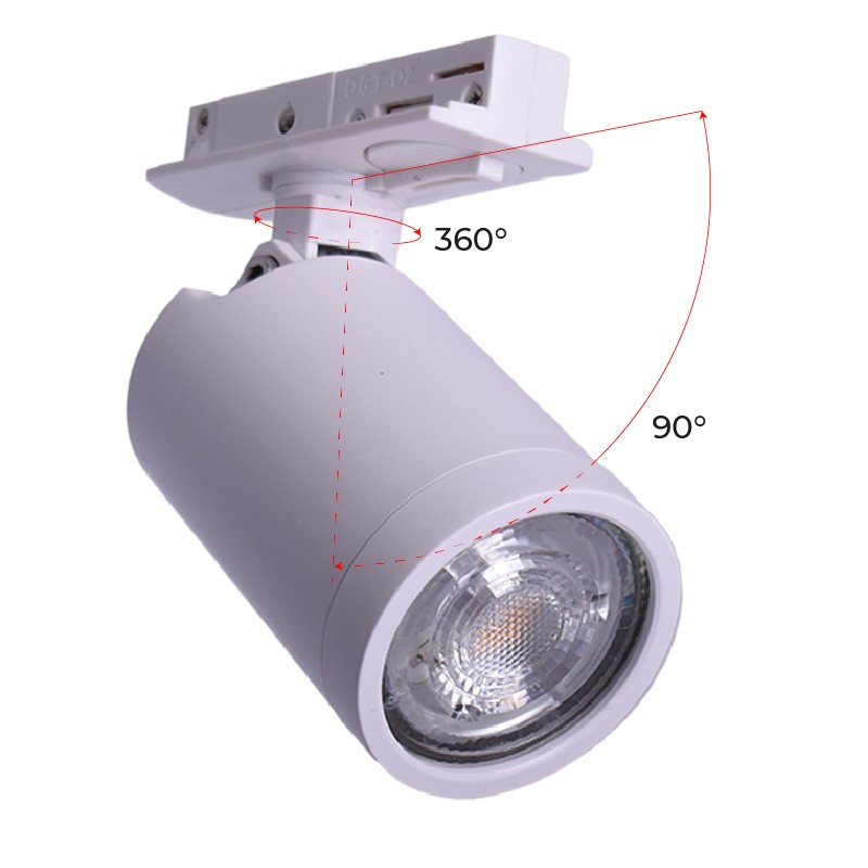 Single-phase track spotlight with GU10 socket