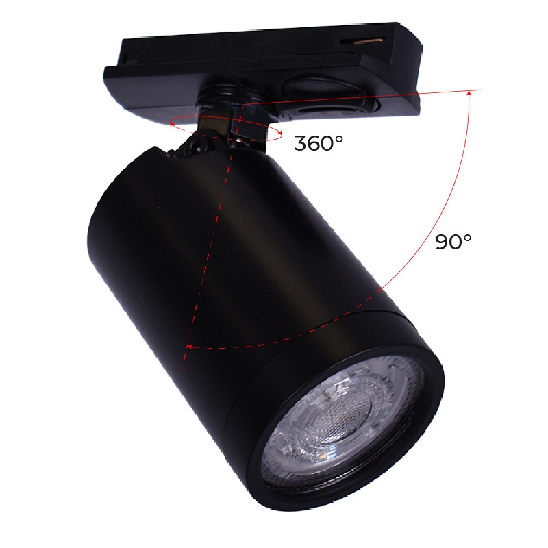 Single-phase track spotlight with GU10 socket