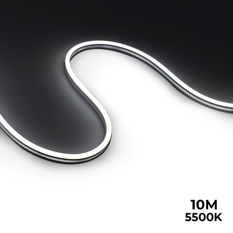 Flexible LED neon 24V DC - 10x18mm - 10 meters - Complete kit - 11W/m - IP67 - Lateral curvature