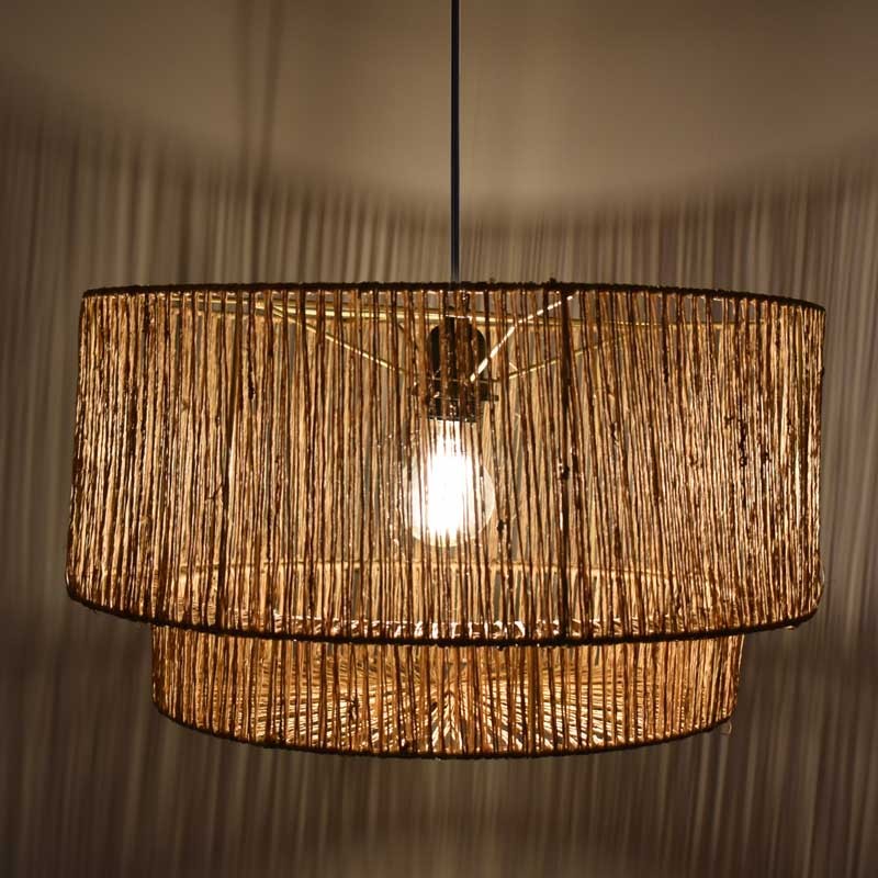 Jute and natural fiber pendant lamp "BALI".