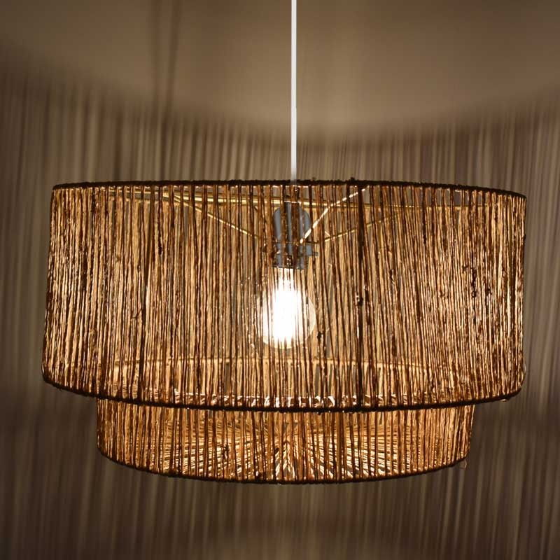 Jute and natural fiber pendant lamp "BALI".