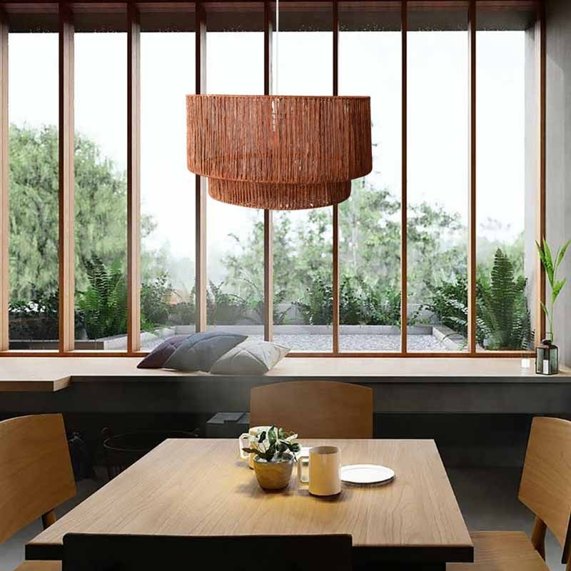 Jute and natural fiber pendant lamp "BALI".