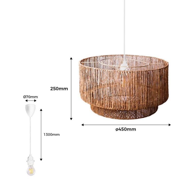 Jute and natural fiber pendant lamp "BALI".