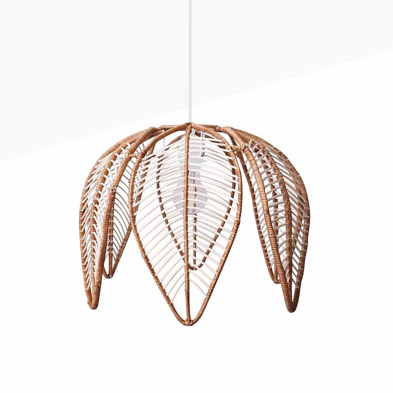 Flower-shaped rattan pendant lamp "BINTAN".