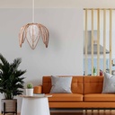 Flower-shaped rattan pendant lamp "BINTAN".