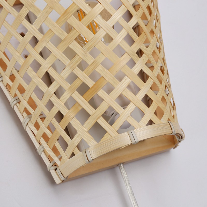 Wicker wall light with plug "PANI".
