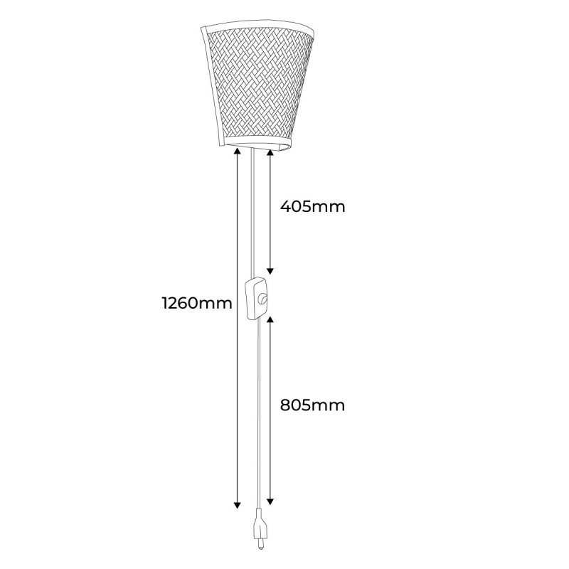Wicker wall light with plug "PANI".