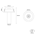 Recessed LED spotlight "ALAI" - Zoom - 100mm - 2800K - LED COB - Cree chip - 7W