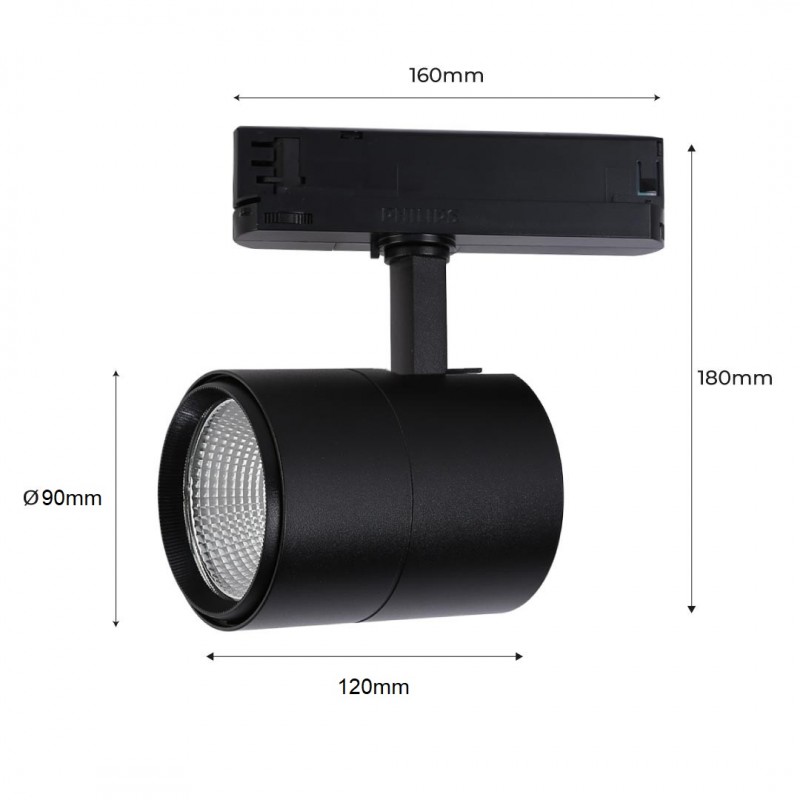 LED spotlight for three-phase rail special for butchers - Integrated driver Philips Xitanium- LED COB - 40W