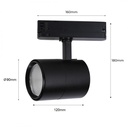 LED spotlight for three-phase rail special for butchers - Integrated driver Philips Xitanium- LED COB - 40W