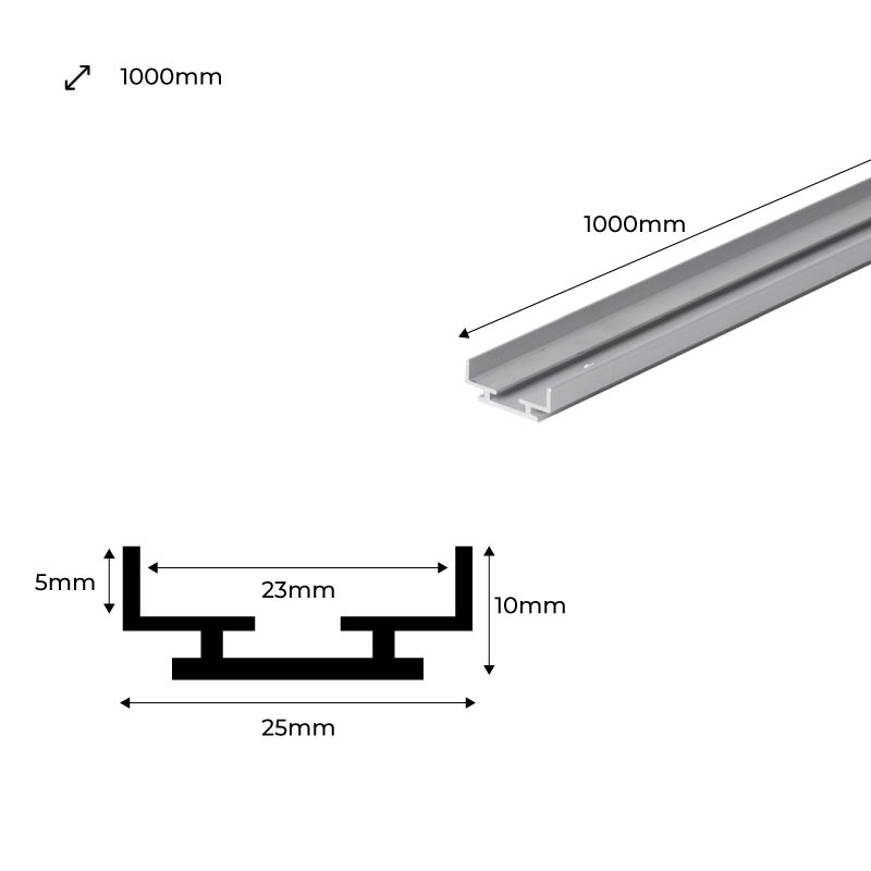Aluminum tilting profile for flexible LED wash light - 1 meter