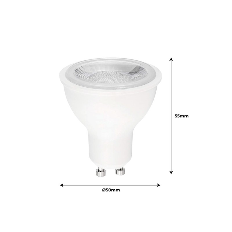 GU10 LED Bulb - SMD2835 - 7W - Ø50mm - Optics at 45º.