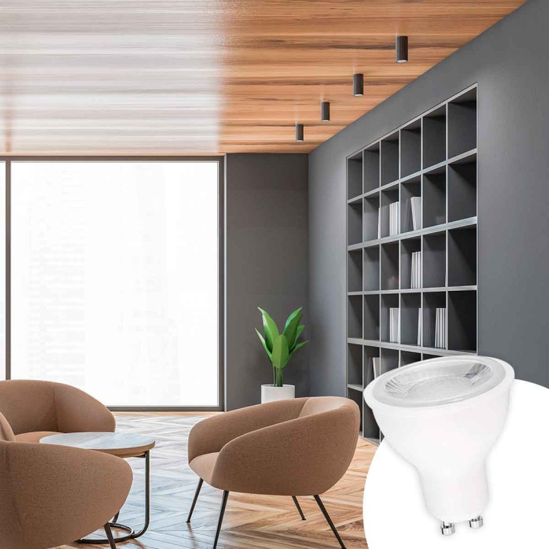 GU10 LED Bulb - SMD2835 - 7W - Ø50mm - Optics at 45º.