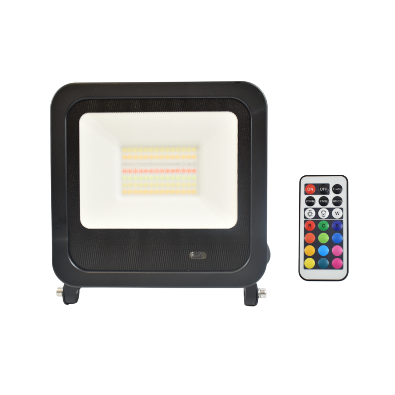 RGBW outdoor LED floodlight with remote control - IP65 - 120º- 50W
