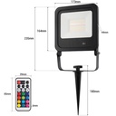RGBW outdoor LED floodlight with remote control - IP65 - 120º- 50W