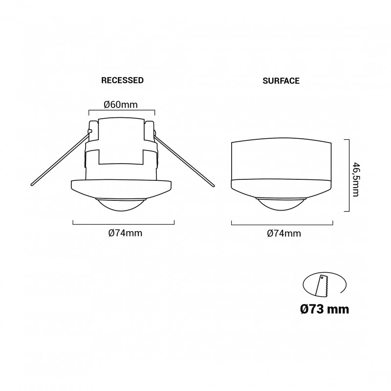 2 in 1 PIR motion sensor (surface/embeddable) - 360º - IP20