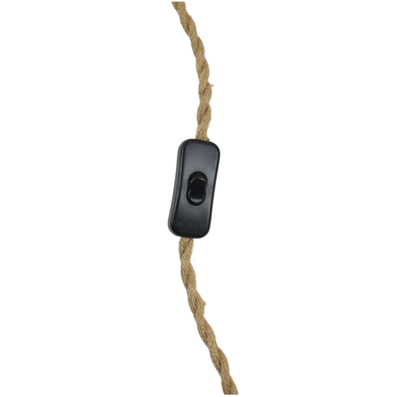E27 socket with twisted jute cord, switch and plug