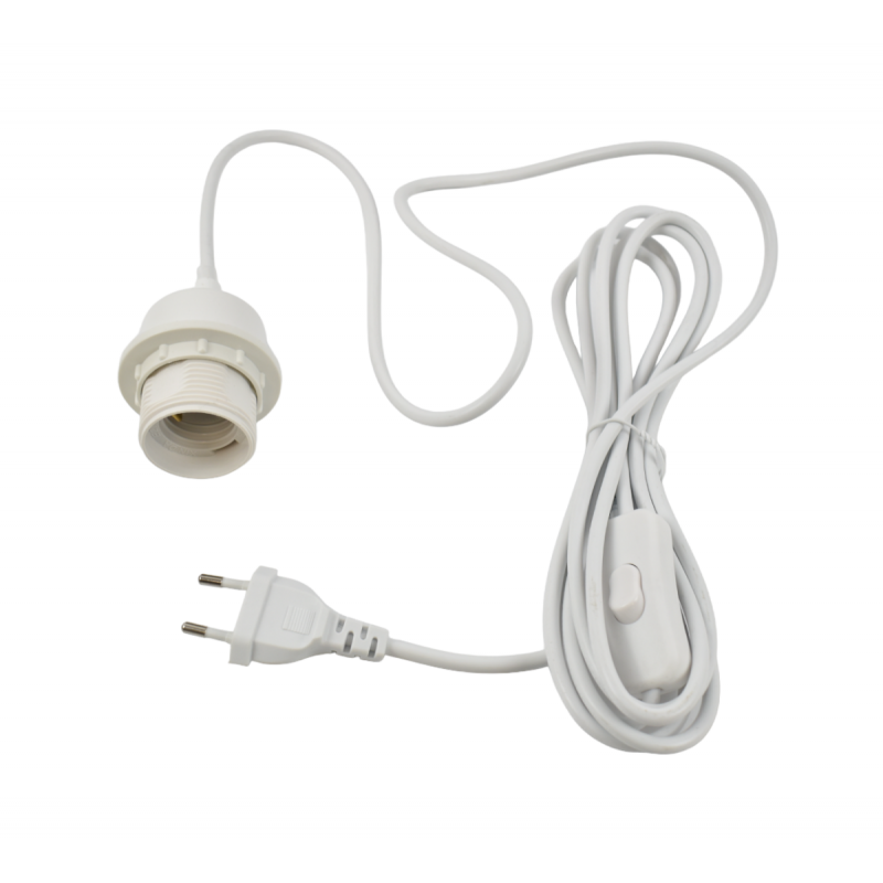 E27 socket with PVC cable, switch and plug