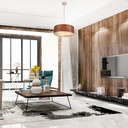 Pendant lamp with wood effect lampshade "MATAGALLS" - 3xE27