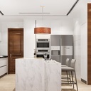 Pendant lamp with wood effect lampshade "MATAGALLS" - 3xE27