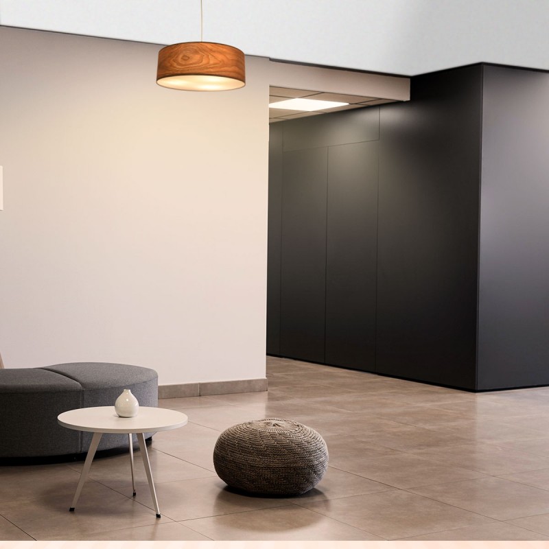 Pendant lamp with wood effect lampshade "MATAGALLS" - 3xE27