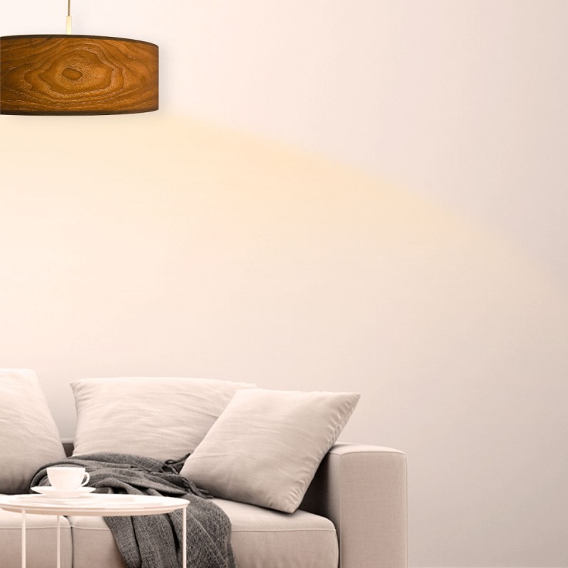 Pendant lamp with wood effect lampshade "MATAGALLS" - 3xE27
