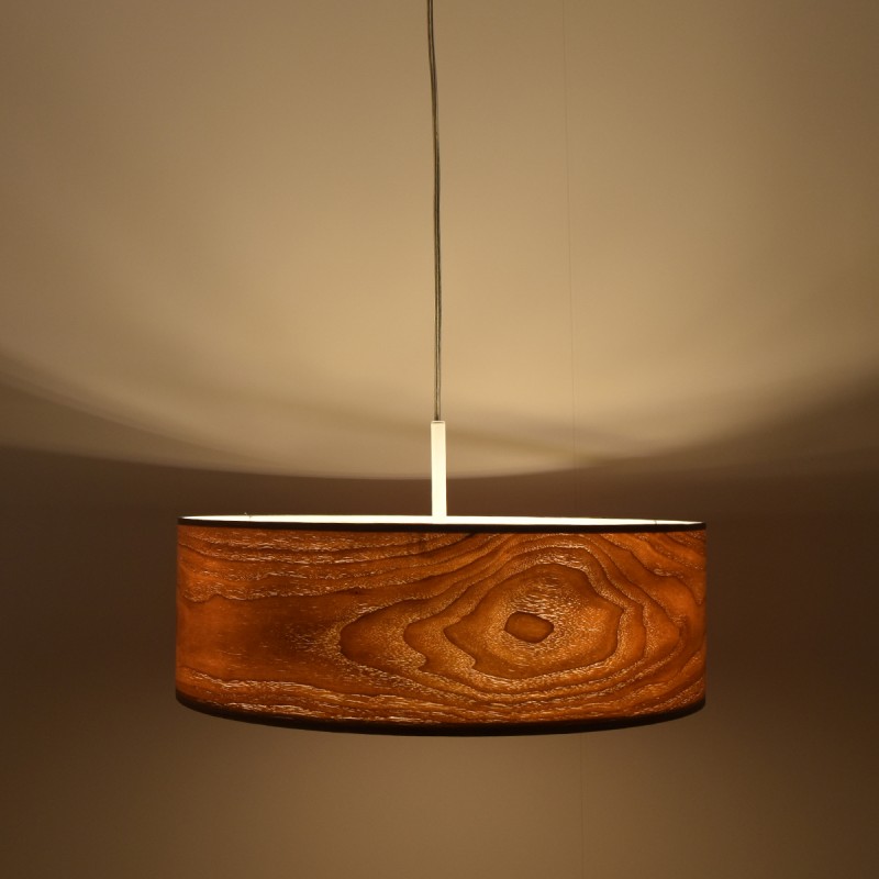 Pendant lamp with wood effect lampshade "MATAGALLS" - 3xE27