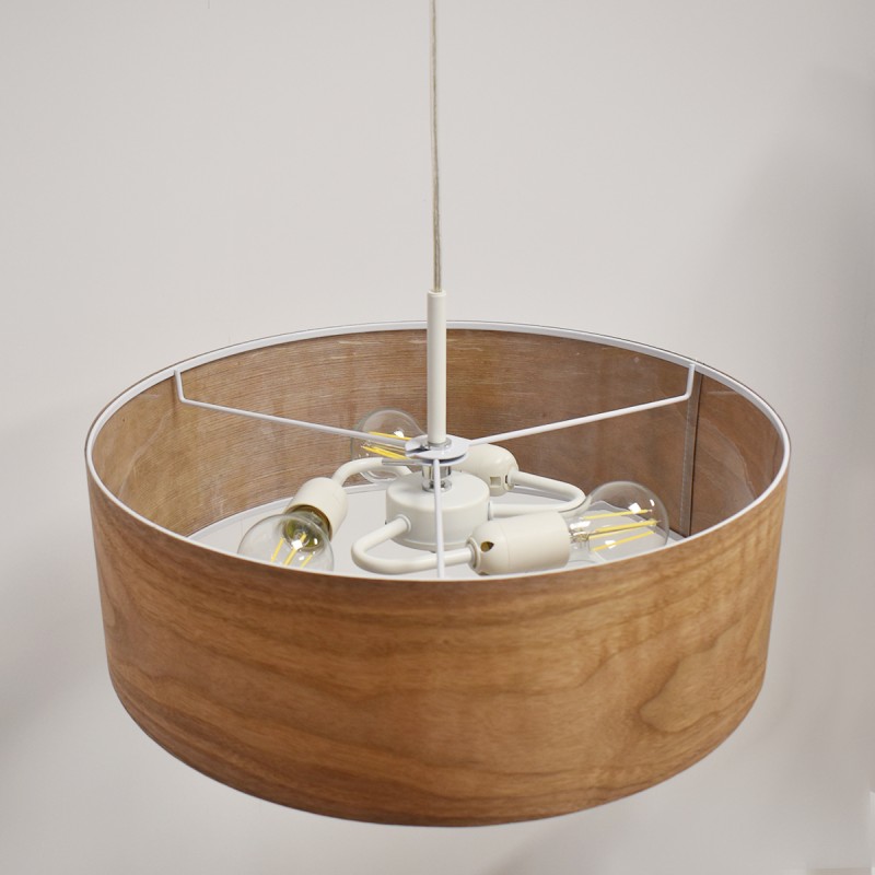 Pendant lamp with wood effect lampshade "MATAGALLS" - 3xE27