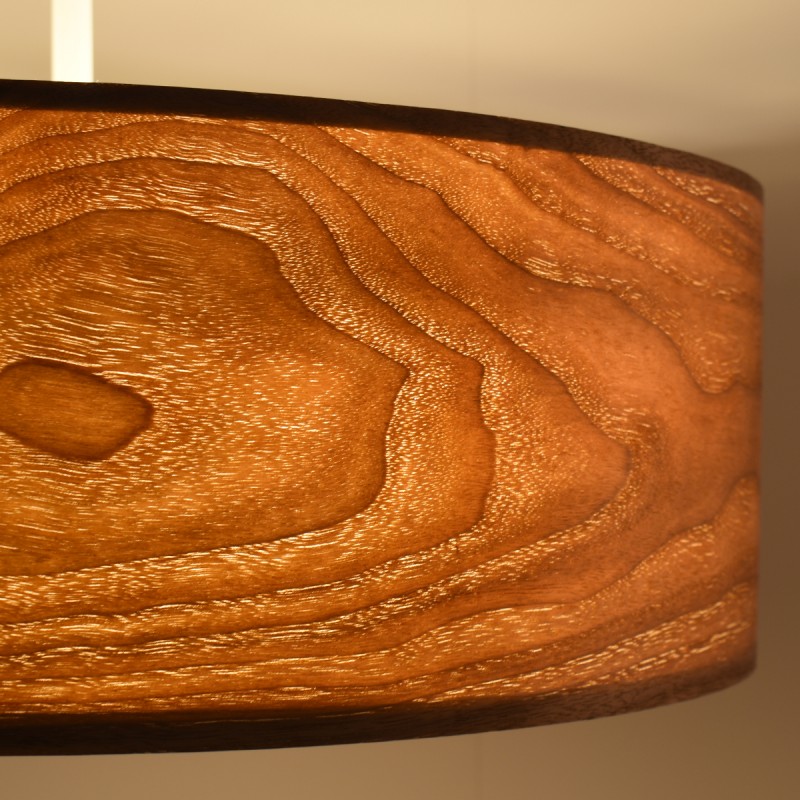 Pendant lamp with wood effect lampshade "MATAGALLS" - 3xE27