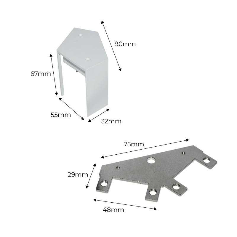 60º vertex connector for linear LED suspension - Ref. B9010/B9020/B9030