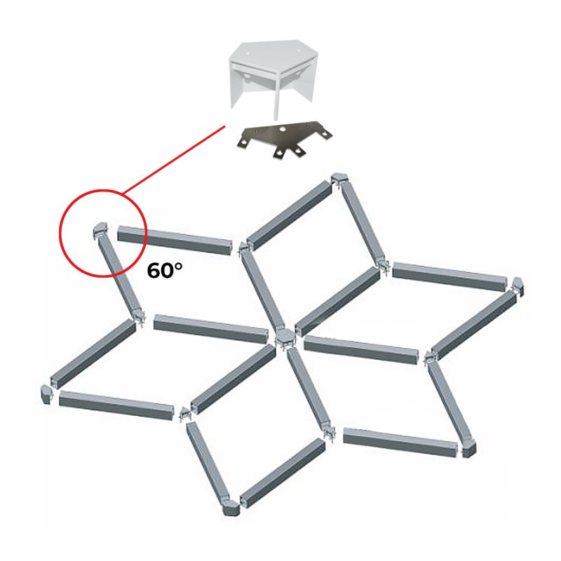 60º vertex connector for linear LED suspension - Ref. B9010/B9020/B9030