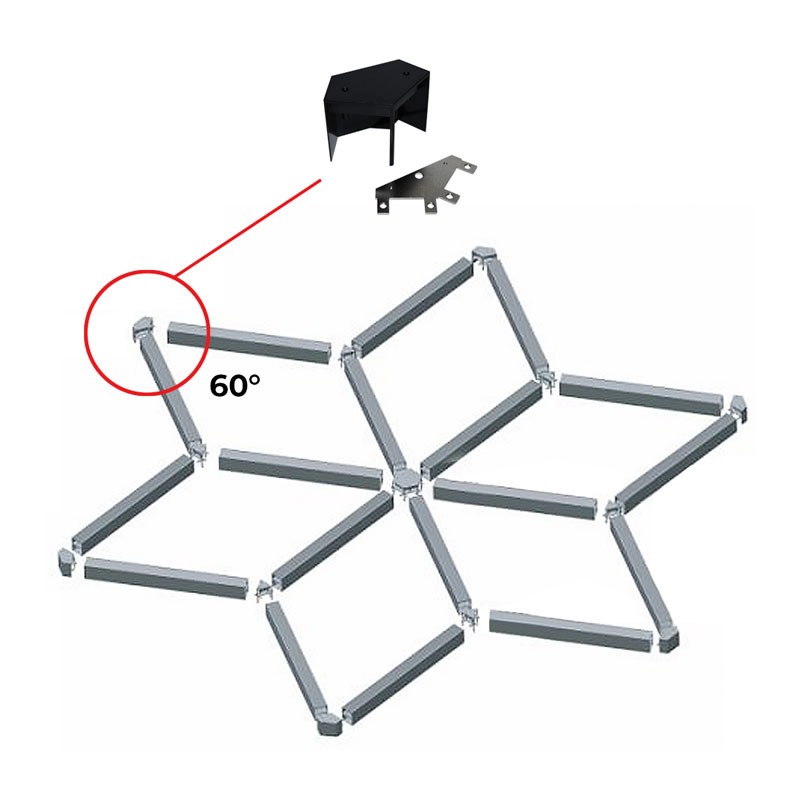60º vertex connector for linear LED suspension - Ref. B9010/B9020/B9030
