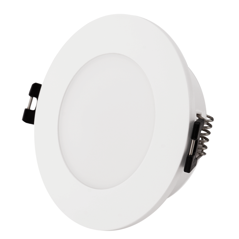 Circular waterproof downlight ring for GU10 / MR16 bulb - Opal diffuser - Cut Ø 75-80 mm - IP54