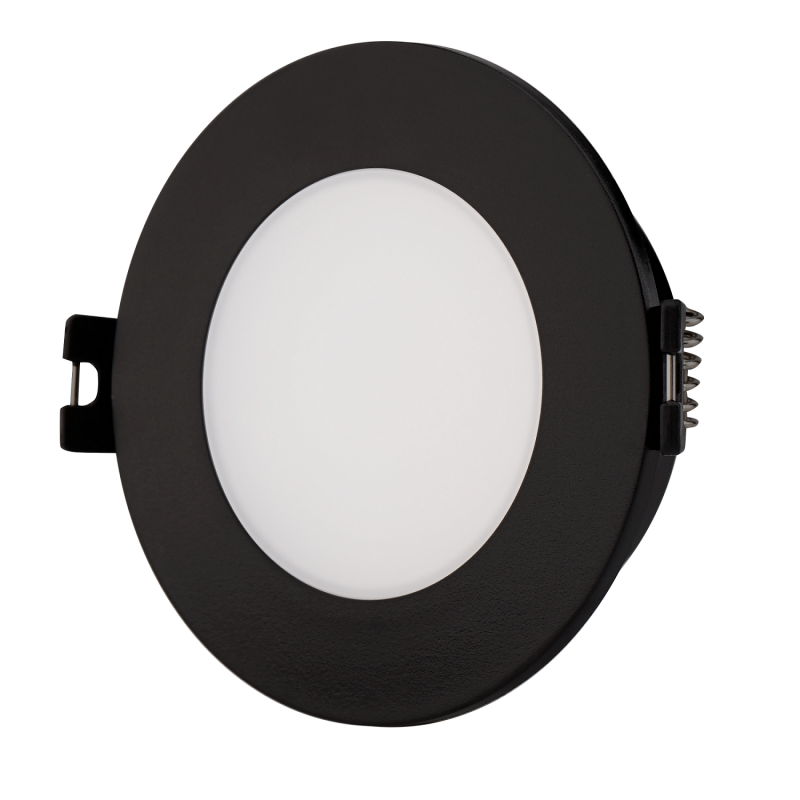 Circular waterproof downlight ring for GU10 / MR16 bulb - Opal diffuser - Cut Ø 75-80 mm - IP54