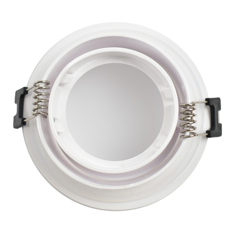 Circular waterproof downlight ring for GU10 / MR16 bulb - Opal diffuser - Cut Ø 75-80 mm - IP54