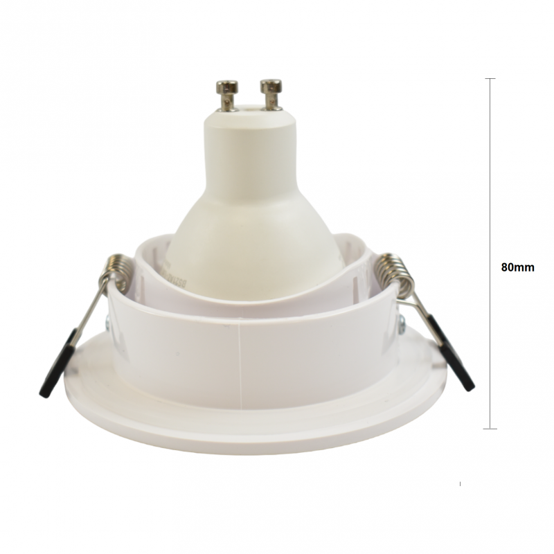 Circular waterproof downlight ring for GU10 / MR16 bulb - Opal diffuser - Cut Ø 75-80 mm - IP54