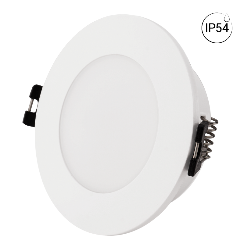 Circular waterproof downlight ring for GU10 / MR16 bulb - Opal diffuser - Cut Ø 75-80 mm - IP54